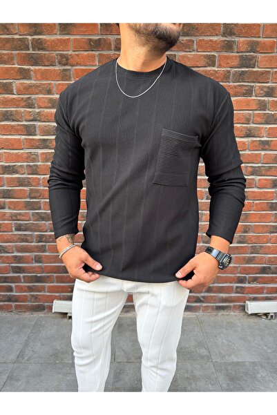 Combineman35 Ανδρικό φούτερ με κάθετες ρίγες από ύφασμα Ottoman με λεπτομέρεια τσέπης