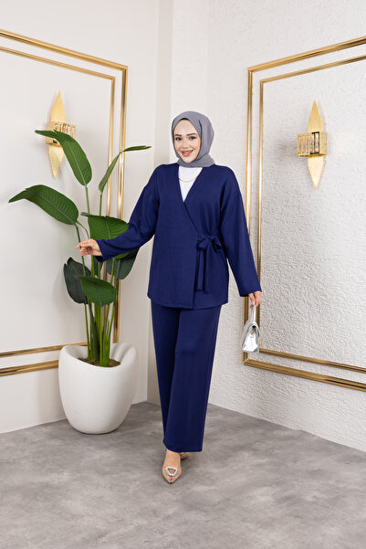 ensade Lace Detailed Kimono Wide Leg Pants Set