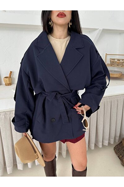buqre's moda Windbreaker Detailed Buttoned Mid-Length Belted Trench Coat