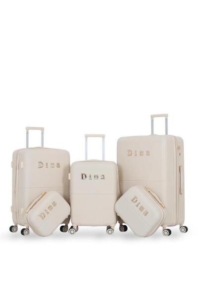 DİMA Dabash Travel Bag Set - 5 Pieces Includes 3 Trolley Bags and 2 Makeup Bags - Double Zipper Expansion