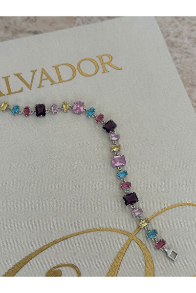 LUXSTONE Vip Colorful Stone Silver Bracelet