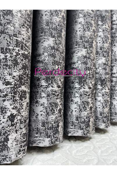 PERDECITY Venus Gray Anthracite Gold Ottoman Patterned Panel Backdrop Curtain 1X3 Tightly Pleated Suitable for All Rooms