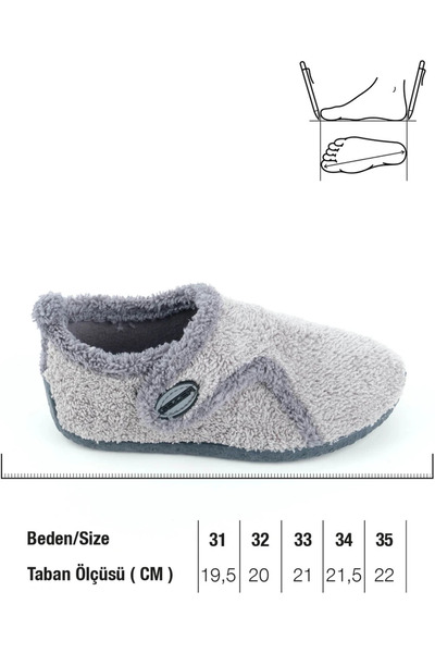 Behtah Kundura Unisex Children's Anti-Slip Sole Wool Velcro Slippers Cotton Lined Multi-Purpose School Nursery Booties Home Booties
