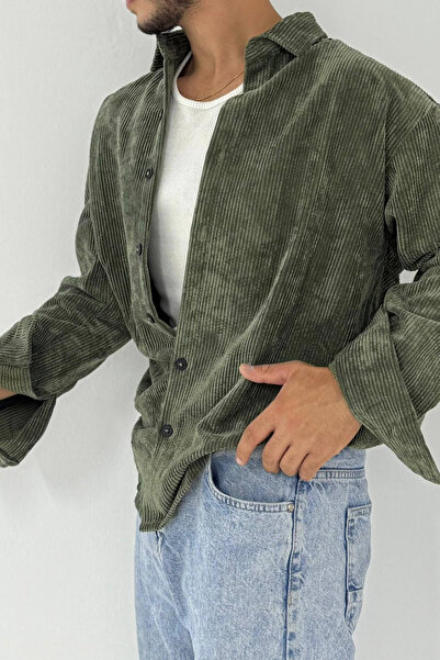 thesunfyre ΑΝΔΡΙΚΟ oversized Μακρυμάνικο κοτλέ Βελούδινο Πουκάμισο