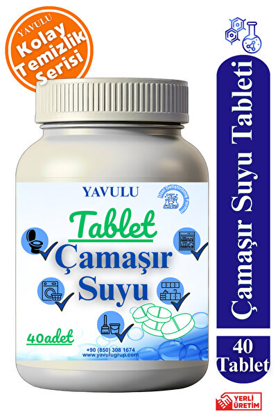 yavulu Çamaşır Suyu Tableti (1Kutu=40Tablet) Ultra Konsantre Tablet Çamaşır Suyu