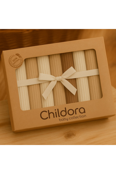 Childora مجموعة من 7 مناديل مبللة للفم للأطفال مصنوعة من القطن بنسبة 100% مقا...