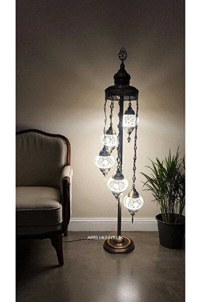 Zem El Yapımı Otantik Mozaik Lambader 5 Li