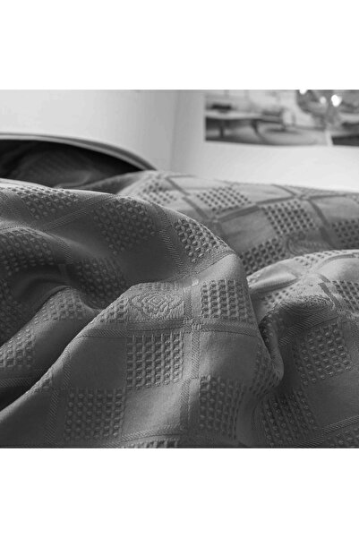 JOJO HOME Bed Linen, 2 Persons, 6 Pieces, Fine Jacquard, Dark Grey