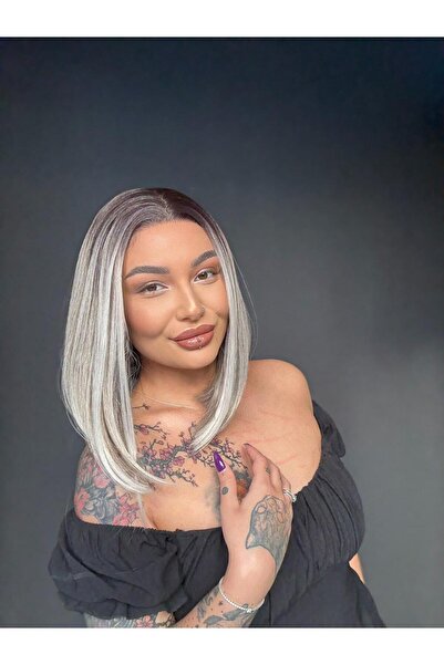 Suzan Peruk Doğal Görünümlü Küt Bob Kesim Tül Peruk | Bob Kesim Sentetik Saç