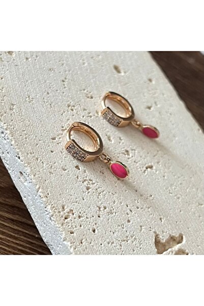 ATELİER GİZEM Xuping kararmaz rose gold sallantılı pembe çocuk küpesi