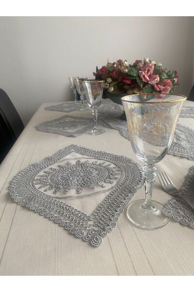 Lavanderi 7-комплект SUPLA&RUNNER SETİ YEMEK&SEHPA TAKIMI 6 SUPLA 1 RUNNER