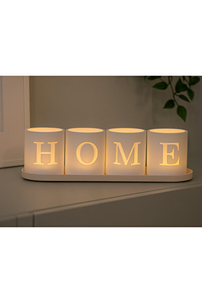 Kaya Hediyelik Dekoratif HOME Tealight Mumluk(Pilli Mum Kullanılır)