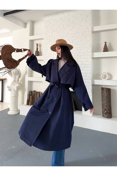 buqre's moda Long Draped Belted Oversize Trench Coat