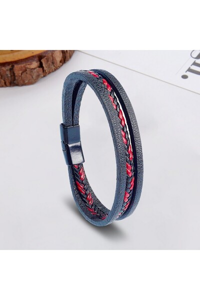 FM Red Black Hair Braid and Steel Bracelet 31833B10D3