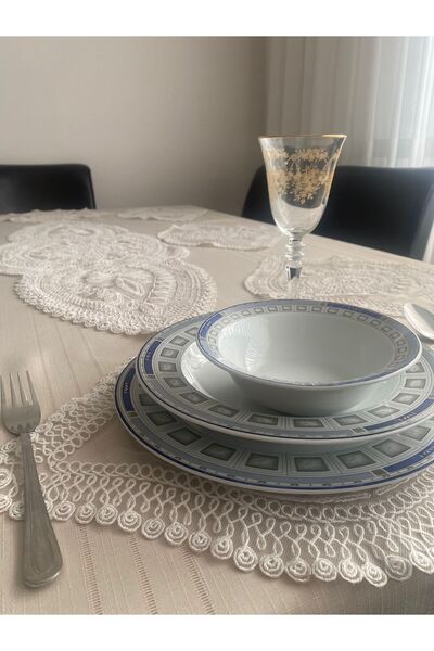 Lavanderi 7-комплект SUPLA&RUNNER SETİ YEMEK&SEHPA TAKIMI 6 SUPLA 1 RUNNER