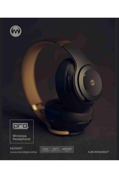 Microdigit سماعة رأس لاسلكية Pro – Wireless Headphone بصوت قوي 3W*2 وبطارية 600mAh طويلة العمر