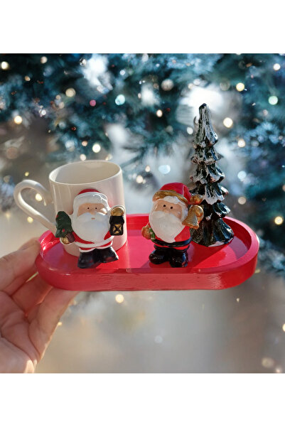 Mutlu Yeni yıl fincanları Noel Baba kahve fincanı çam ağaçlı fincan