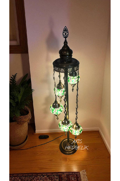 Zem El Yapımı Otantik Mozaik Lambader 5 Li