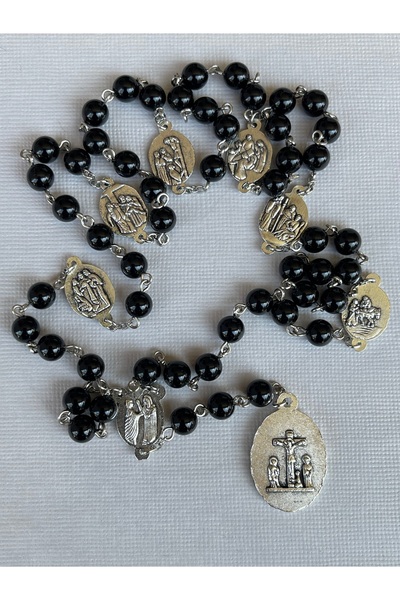 Yada Unique Meryem Ana'nın Yedi Kederi Tesbihi - 6mm Oniks Doğal Taş- Our Lad...