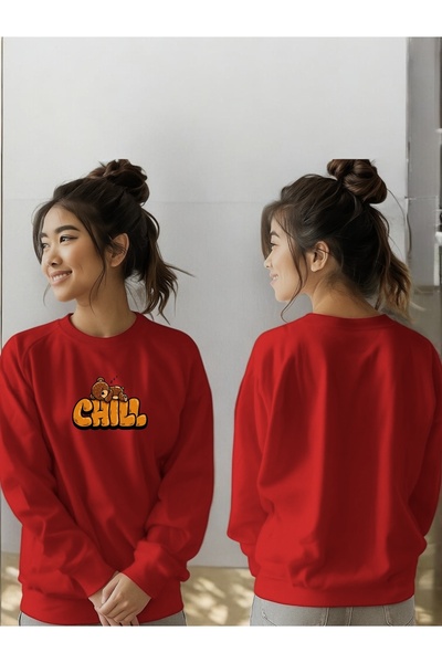 ArtYus Унисекс дълъг ръкав Chill Bear трансфер печат велосипедна яка суитшърт