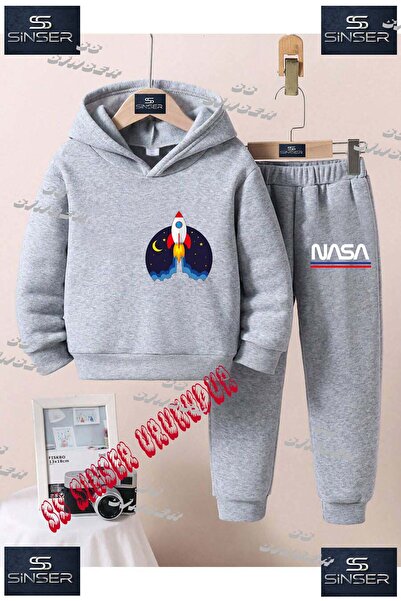 SS SİNSER Children's Unisex Printed Hooded Tracksuit Set with the Print'Space...