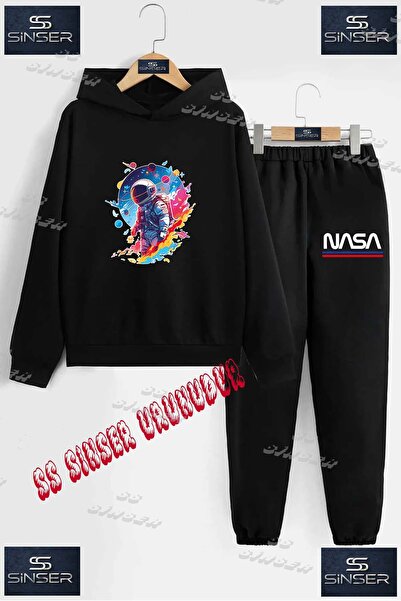 SS SİNSER Children's Unisex Printed Hooded Tracksuit Set with a Colorful Patt...
