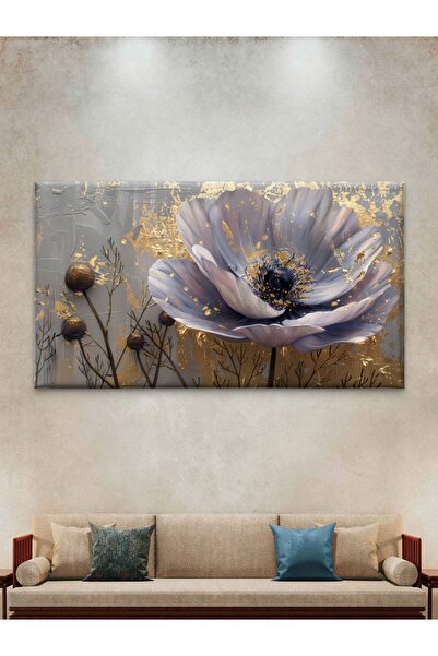 ESLEM MOR ÇİÇEK BASKI KANVAS TABLO