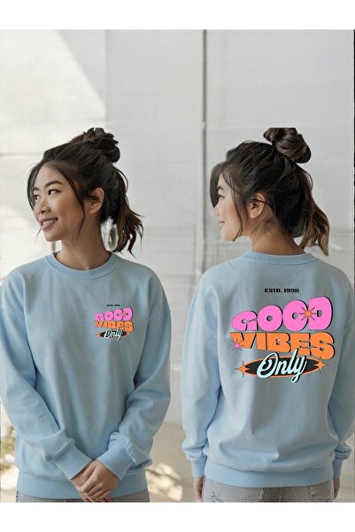 ArtYus Φούτερ Unisex με μακρύ μανίκι Good Vibes Transfer με τύπωμα με λαιμόκο...