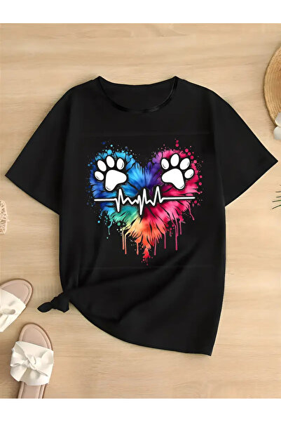 İSMTEXS تي شيرت مطبوع عليه قلب وأظافر بأكمام قصيرة للجنسين من Zero Neck، مطبو...