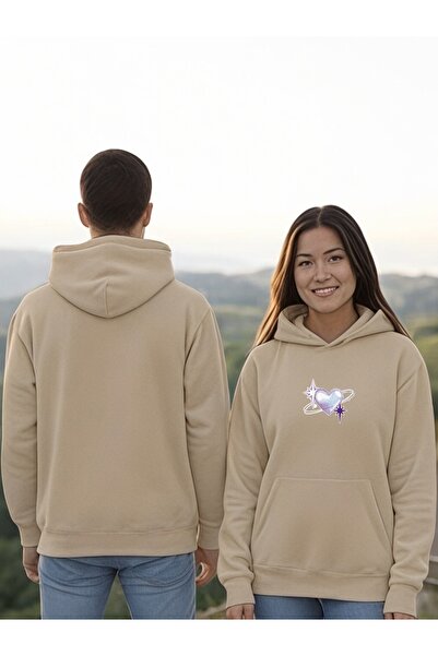 ArtYus Metallic Heart Color Printed Hooded Sweatshirt