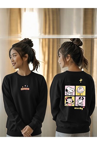 ArtYus Унісекс довгий рукав Snoopy з принтом на велосипедному комірі