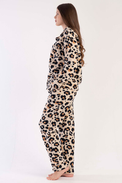 VİENETTA Kadın Polar Tamamı Düğmeli Uzun Kol Pijama Takım , 303169