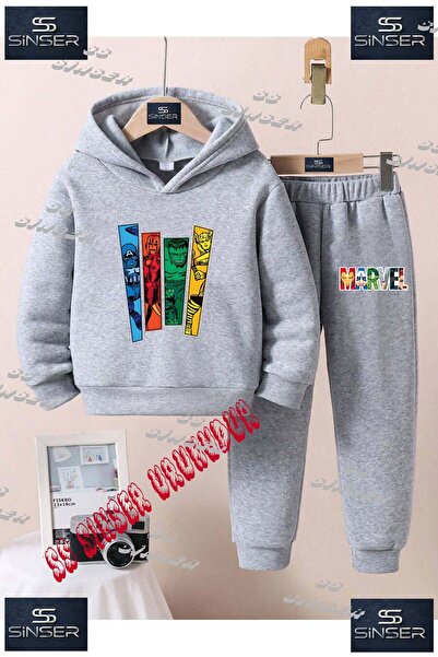 SS SİNSER Παιδικό Unisex Σετ φόρμας με κουκούλα με στάμπα "MARVEL 4LU STRIPED...