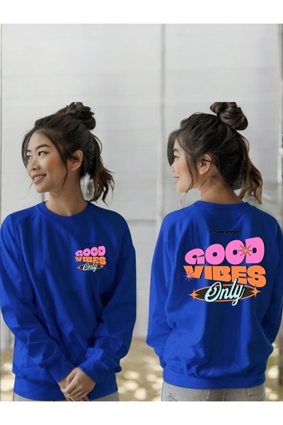 ArtYus Унисекс дълъг ръкав Good Vibes трансфер печат велосипедна яка суитшърт