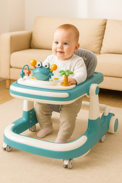 Baby Walker Adjustable with Music & Toys | Comfortable Seat & Safety Wheels for Infants