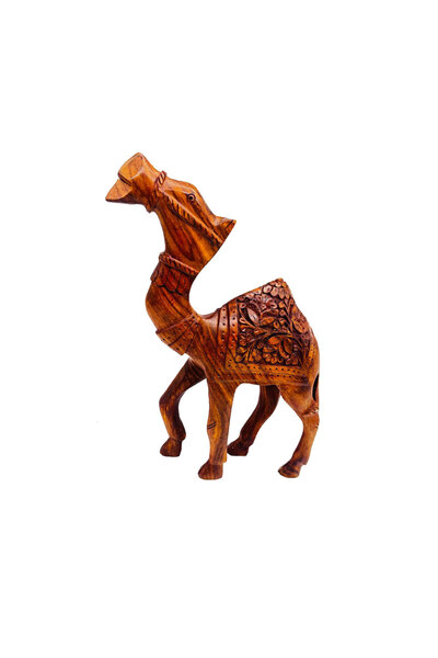 M.A Traders Handmade Wooden Camel Figurines, Decorative Animal Sculptures Set of 4, Natural Wood,