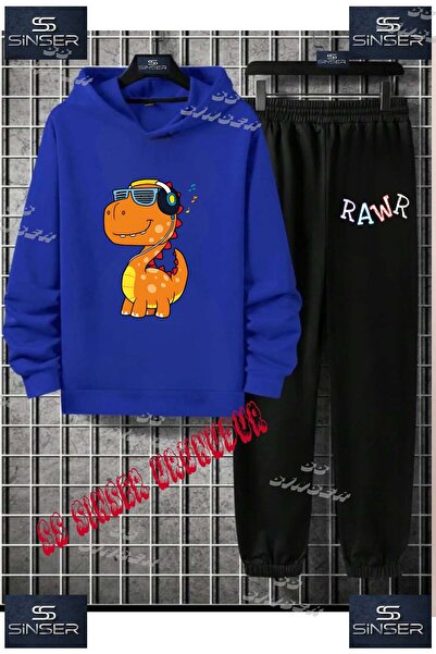 SS SİNSER Set de trening cu hanorac imprimat pentru copii, unisex, "RAWR DINO...
