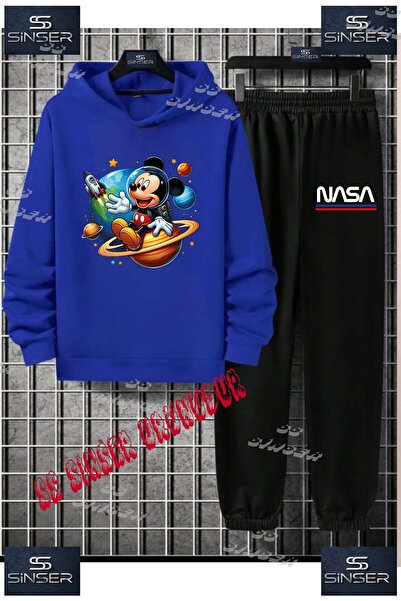 SS SİNSER Children's Unisex Printed Hooded Tracksuit Set with "Astronaut Mick...