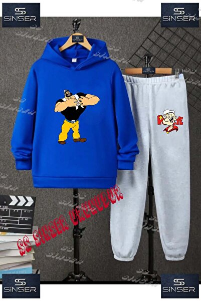SS SİNSER Παιδικό Unisex Σετ Φόρμας με Στάμπα "KABASAKAL POPOYE" και Κουκούλα