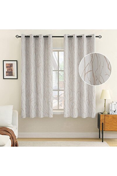 EMEMA Decorative Velvet Curtains 100% Blackout, EMEMA, 140x175cm Set of 2, Grey-White
