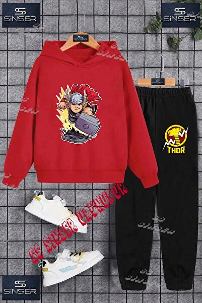 SS SİNSER Παιδικό Unisex Σετ Φόρμας με Στάμπα "THOR CIZGI CEKICLI " και Κουκούλα