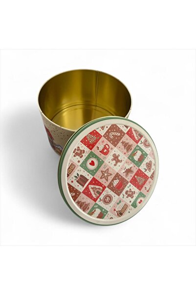 The Byzia Christmas Patterned Cookie Box - Metal Storage Box - Christmas Box