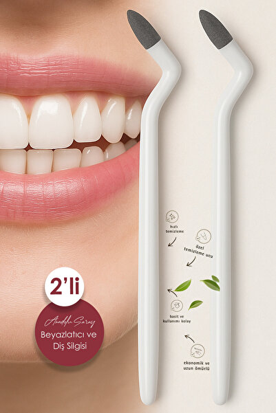 Anadolu Saray 2li Beyazlatıcı ve Diş Silgisi Ortodonti Diş Fırçası Diş Leke ve Tartar Çıkarıcı Ağız Bakım Fırçası