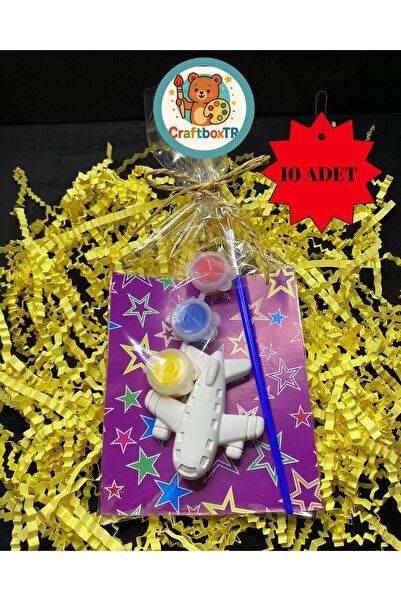 CRAFTBOXTR HEDİYELİK MİNİ UÇAK TAŞ BOYAMA SETİ (10 ADET)/Kendin Yap, Doğum Gü...