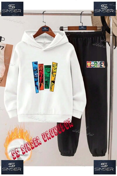 SS SİNSER Παιδικό Unisex Σετ φόρμας με κουκούλα με στάμπα "MARVEL 4LU STRIPED...