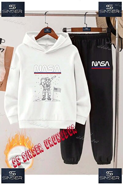 SS SİNSER Children's Unisex Hooded Tracksuit Set with the Print of "Astronaut...
