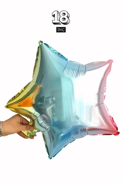 Bunloon Gökkuşağı Yıldız Folyo Balon Doğum Günü Parti ve Kutlama Süsü