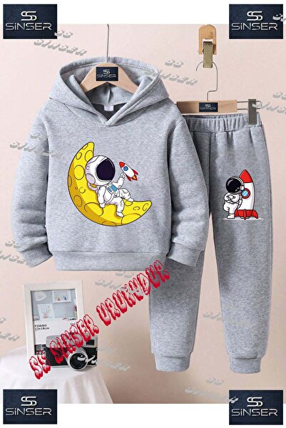 SS SİNSER Παιδικό Unisex Σετ Φόρμας με Κουκούλα και Στάμπα  "ASTRONAUT LIEING...