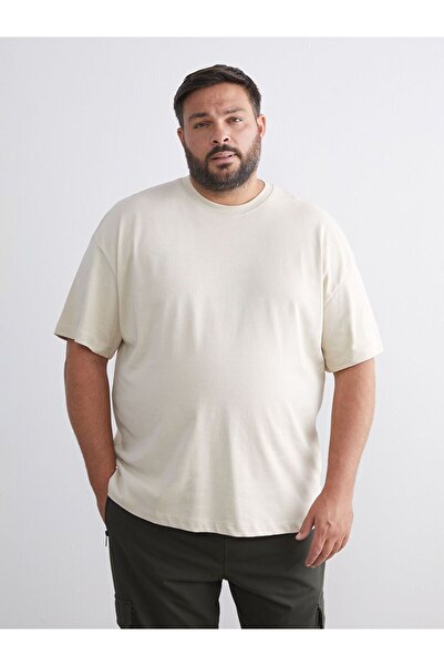 LC Waikiki Xside Plus Size Crew Neck Combed Cotton Men's T-Shirt