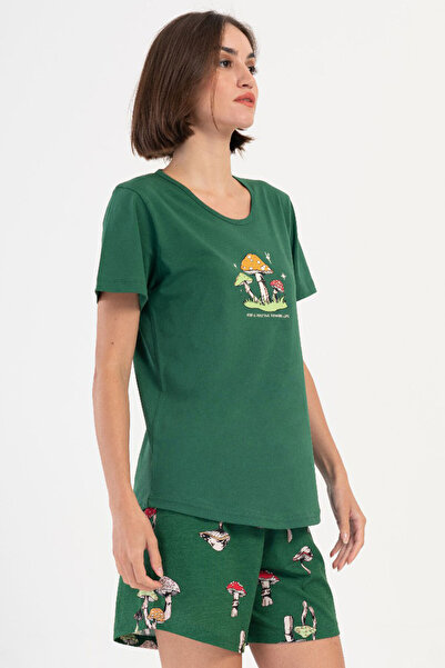 VİENETTA Cotton Women's Short Sleeve Shorts Pajama Set, 407008